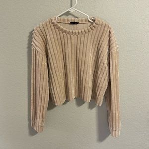 Cream velvet long sweater